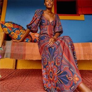 FARM RIO Macaw Arabesque Maxi Dress